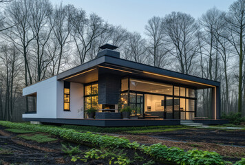 Fototapeta na wymiar design of a modern house in the nature