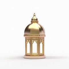 Lantern islamic ramadhan 3d icon isolated white bacground. 3d rendering