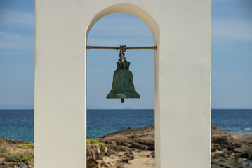 Obraz premium Photo of Greece, Zakynthos, Agios Nikolaos church. Saint Nicholas Church in Ano Vasilikos in Zakynthos. St Nicholas Beach in summer.