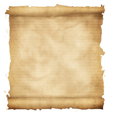 Blank old brown paper on transparent background