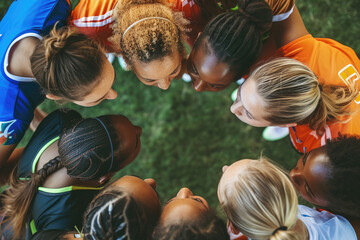 Diverse Women's Sport's Team in Huddle
