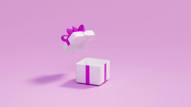 Gift box pops up and opens. 3d rendering animation. Gift give away, Mobile Marketing, earning prizes, bonus or rewards from store. online present or gift. Christmas, Valentine's Day holiday, birthday