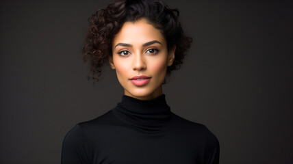 Fototapeta premium Portrait of beautiful gorgeous woman model in turtleneck sweater.