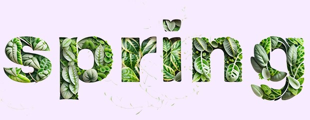 Generated image of the word spring written with green leaves