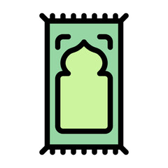Fototapeta na wymiar Prayer mat icon with flat color and outline style