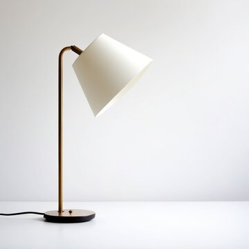 Lamp on the white table with white wall background, stock photo