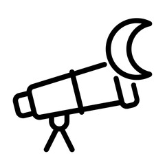 Crescent moon icon with line style