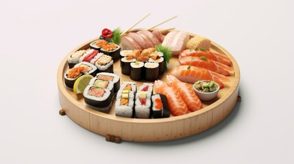 Japanese food on white background.Generative AI