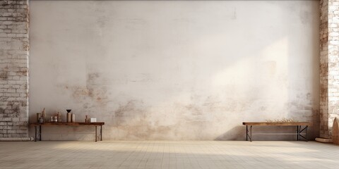 Loft interior background with industrial style featuring a blank wall mockup.
