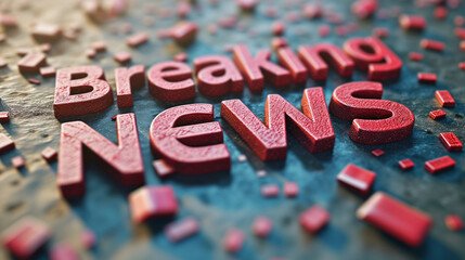 3D Rendered "Breaking News" Typography