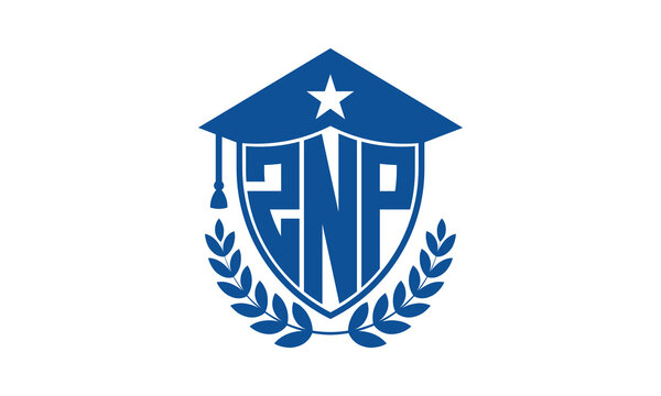 ZNP three letter iconic academic logo design vector template. monogram, abstract, school, college, university, graduation cap symbol logo, shield, model, institute, educational, coaching canter, tech