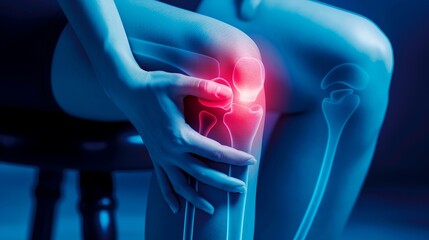 knee pain treatment with infrared light therapy - obrazy, fototapety, plakaty