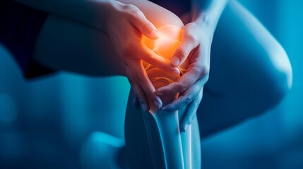 knee pain treatment with infrared light therapy - obrazy, fototapety, plakaty
