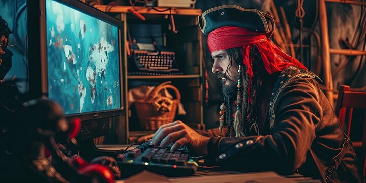 Computer pirate using a computer to access illegal online content