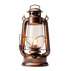 Antique old oil lamp isolated on transparent and white background. Ideal for use in advertising. Generative ai