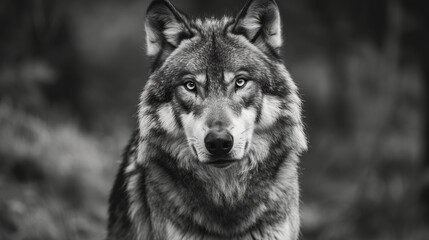 Wolve in nature, a black and white background