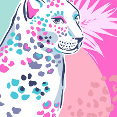 T-shirt Print with leopards, palm leaves and word. Fashion Vector illustration for woman © artlavi_design