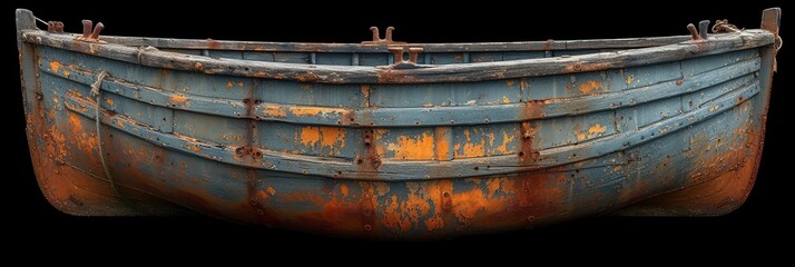 Fototapeta premium Weathered Old Wooden Fishing Boat Hull, Background Image, Background For Banner, HD