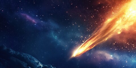 Comet flying through space - obrazy, fototapety, plakaty