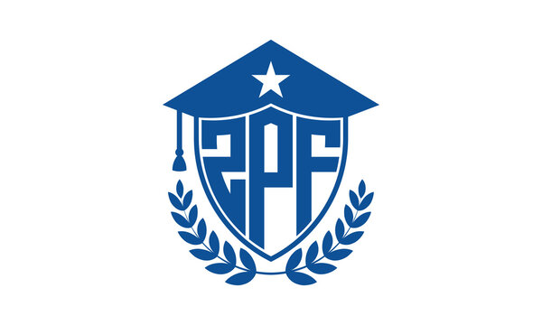 ZPF three letter iconic academic logo design vector template. monogram, abstract, school, college, university, graduation cap symbol logo, shield, model, institute, educational, coaching canter, tech