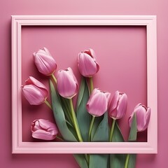 Pink Tulips in a Frame