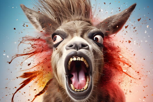 donkey head burn and explode