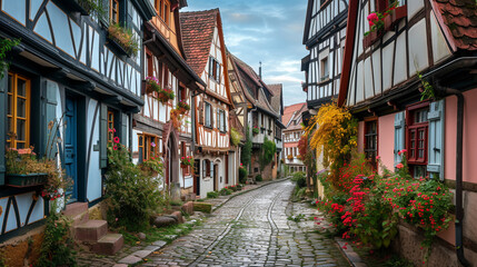 Half-timbered houses village. 