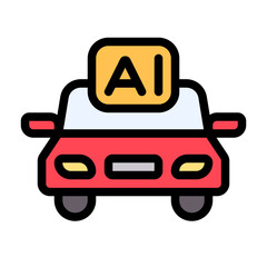 Auto pilot icon with flat color and outline style