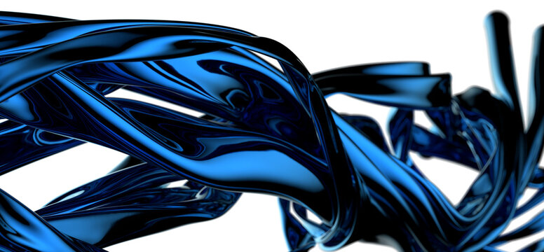 Undulating Depths: Abstract 3D Blue Wave Illustration with Layered Dimension
