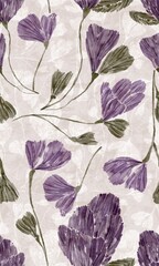 Violet watercolour texture floral pattern