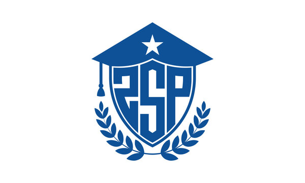 ZSP three letter iconic academic logo design vector template. monogram, abstract, school, college, university, graduation cap symbol logo, shield, model, institute, educational, coaching canter, tech