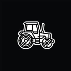 Original vector illustration. Contour icon of a tractor on wheels, for agricultural and industrial purposes.