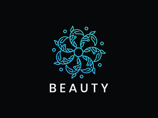 Flower logo with circle badge template	