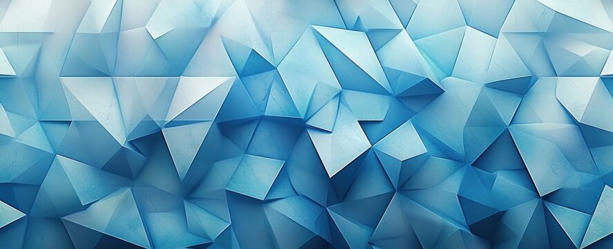 Illustration of a backdrop filled with light blue triangles and abstract geometric shapes, Generative AI