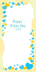 かわいいハートと雲形シェイプのホワイトデー縦長フレーム/ブルー・イエロー