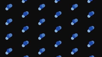 Seamless abstract geometric pattern with blue circles on black background for fabric banners home decor surface design packaging Vector illustration