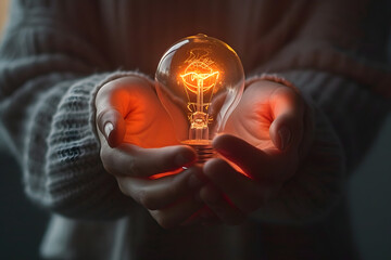 Innovative Illumination: Businessman Holding Light Bulb for Smart Business