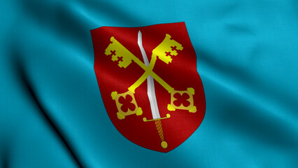 Flag of Exeter Cathedral, Real Texture Flag of Flag of Exeter Cathedral, the Church of England Banner Collection, UK