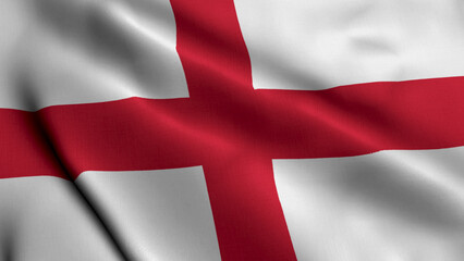 Flag of the England. Waving Fabric Satin Texture National Flag of England3D Illustration. Real Texture Flag of the City of England, United Kingdom Banner Collection England, UK - obrazy, fototapety, plakaty