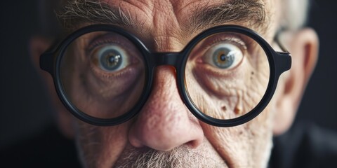 close-up portrait of a surprised elder man in glasses Generative AI - obrazy, fototapety, plakaty