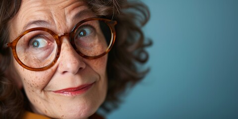 close-up portrait of a surprised elder woman in glasses Generative AI - obrazy, fototapety, plakaty