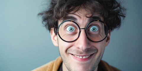 close-up portrait of a surprised man in glasses Generative AI - obrazy, fototapety, plakaty