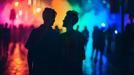 Couple enjoying their time at a LGBTQ-Pride-Festival - obrazy, fototapety, plakaty