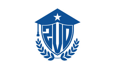 ZVO three letter iconic academic logo design vector template. monogram, abstract, school, college, university, graduation cap symbol logo, shield, model, institute, educational, coaching canter, tech