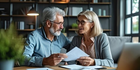 Elderly couple seeking advice from insurance agent, Generative AI