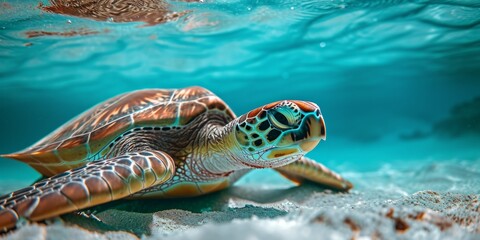Obraz na płótnie Canvas big turtle underwater Generative AI