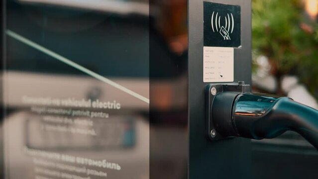 Electrical car charging station close up