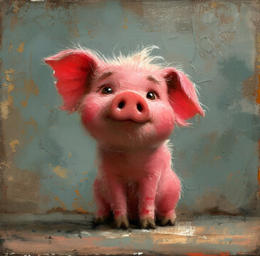 Cochon - Collection portraits d'animaux qui ont fait le grand saut dans le royaume de la mignonnerie avec une touche d'humour irr&eacute;sistible ! 