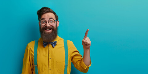 man with glasses raises his index finger up idea amazement Generative AI