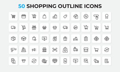 Fototapeta na wymiar Shopping and e-commerce line icons collection. Thin outline icons pack